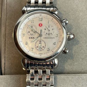 Michele Mother of Pearl Stainless Steel Watch (+2 leather bands)